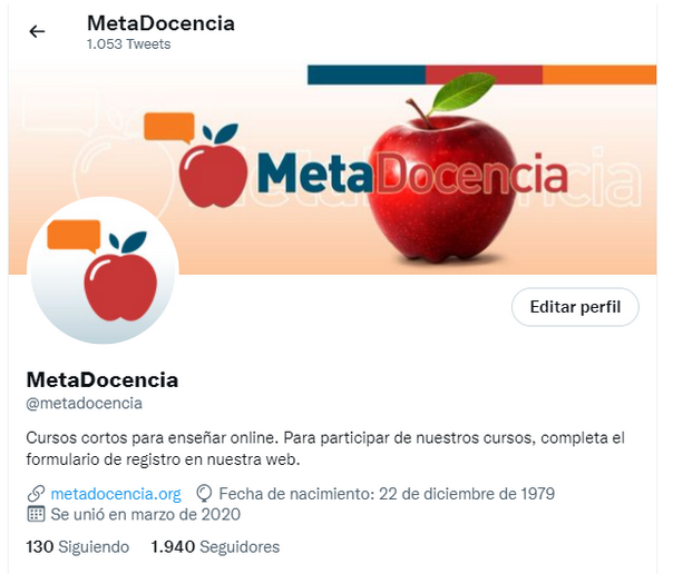 Nuevas imagenes de perfil, nuestro logo con un fondo celeste y una manzana real detrás de nuestro nombre con fondo naranja