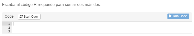 Captura de pantalla del ejercicio simple, sin código
