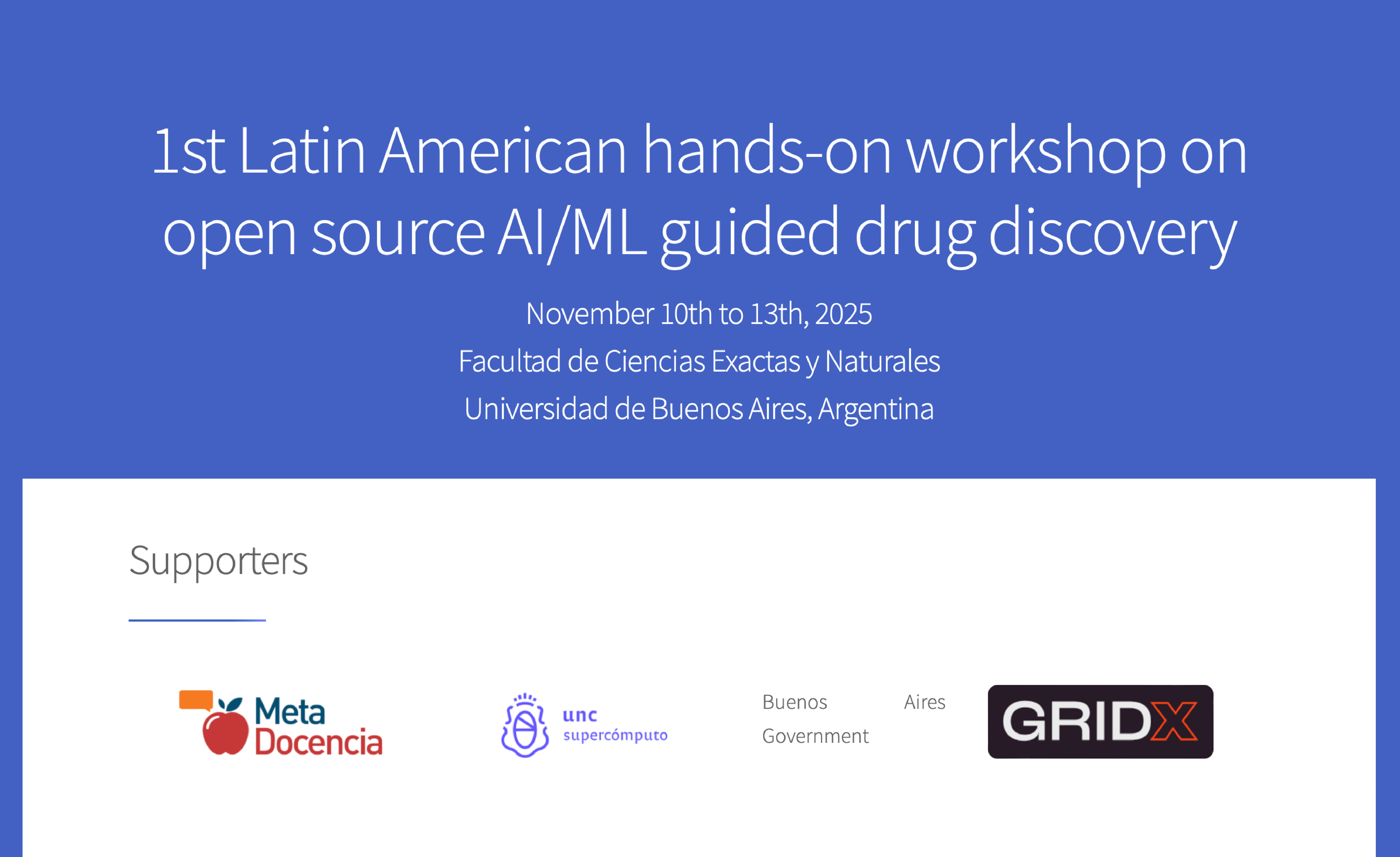 Descripción de la imagen del taller sobre descubrimiento de fármacos con IA/ML.